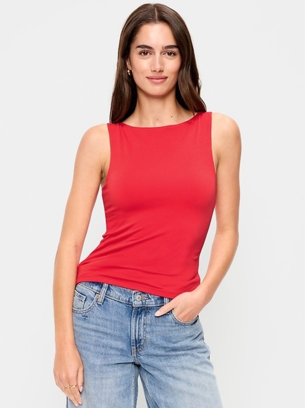Old Navy Red Sleeveless Boatneck Tank Top